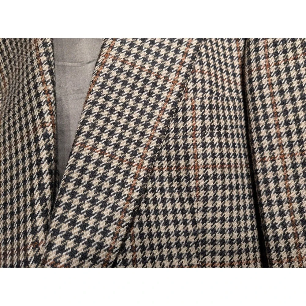 Vintage Brooks Brothers Blazer Men 43 Brown Houndstooth Tweed Sport Coat 80s USA